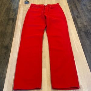 ZARA Red Mom Jean Button Fly size 6 w/ 33” inseam